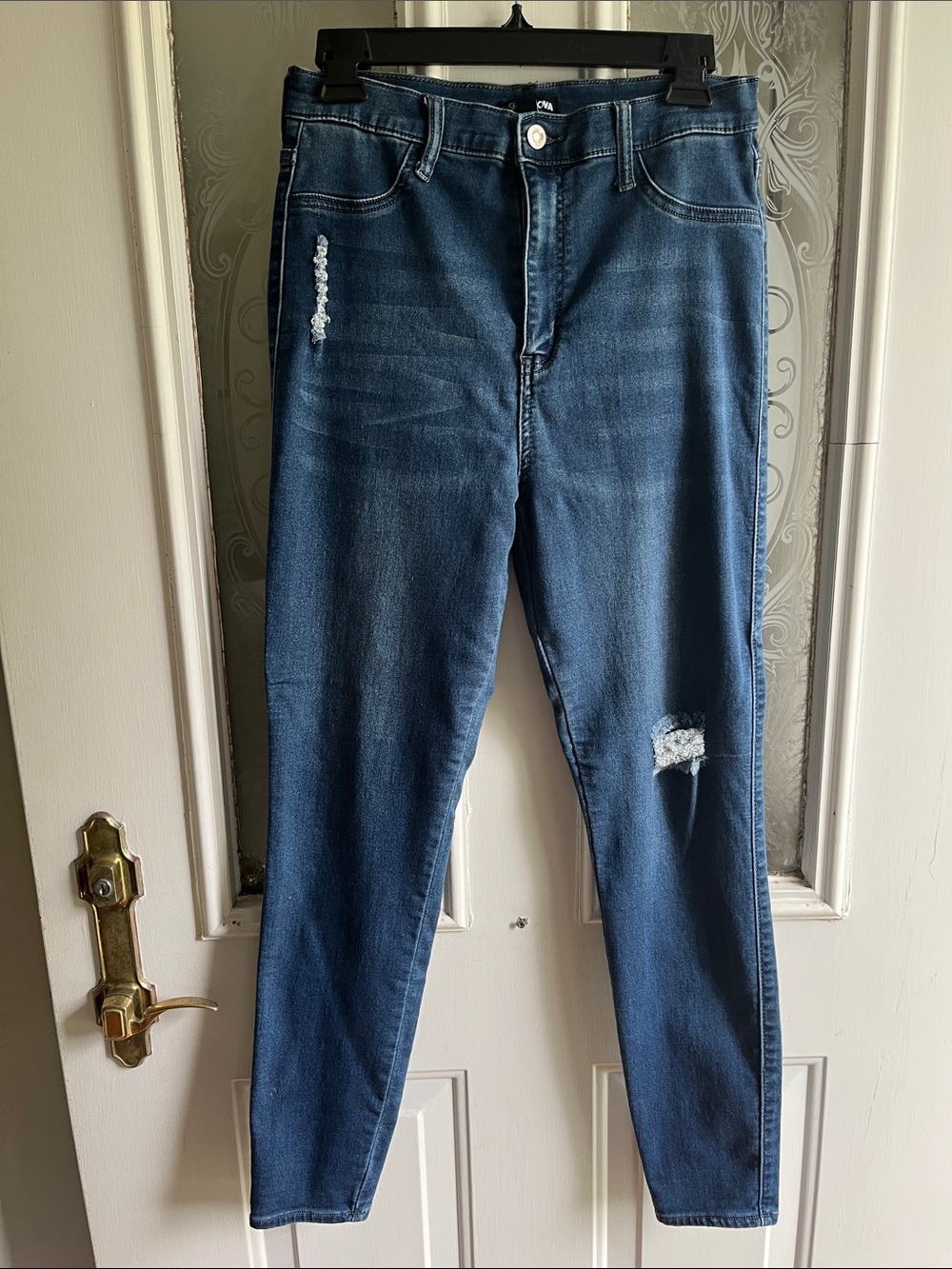 Dark Blue Women's Distressedu Jeggings - Fashion Nova sz 11/30
